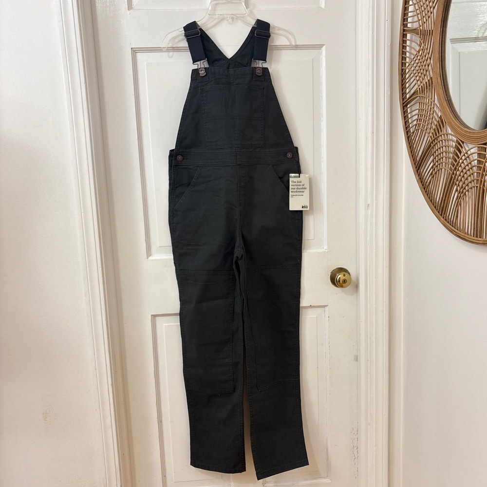 REI Co-op Trailsmith Overalls Kids L 14-16 Canvas Workwear Utility NEW
